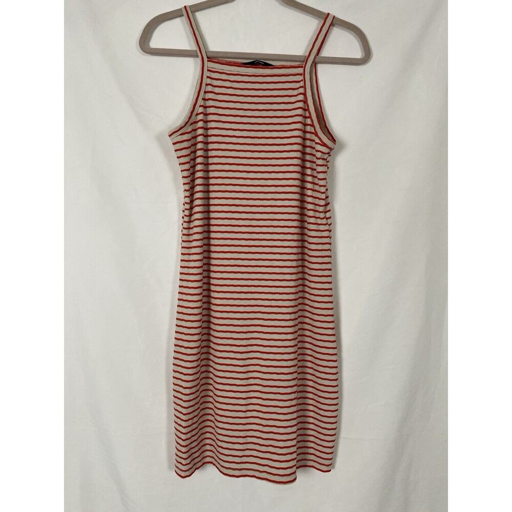 Vero Moda Knit Tank Mini Dress Beige Red Stripe Stretch Size L